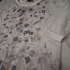 Le Chateau White and Gray Floral Top